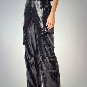 Endless Rose Black Sequin Cargo Joggers